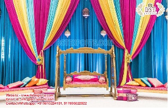 Garba Night Stage Decoration With Colorful Drapes