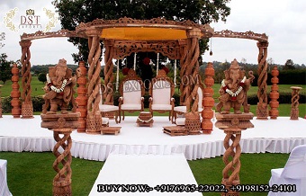 Outdoor Indian Wedding Wooden Mandap Decor