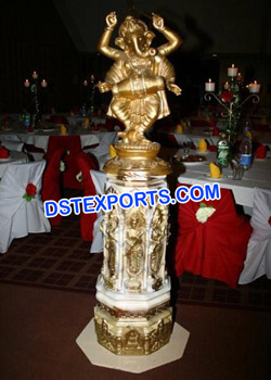 Wedding Dev Pillars With Fiber Ganesha Statues