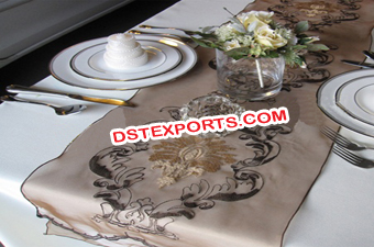 Embroidered Golden Table Runners