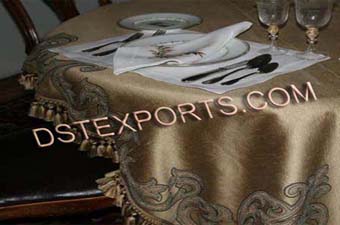 Embroidered Wedding Golden stain Table Clothes