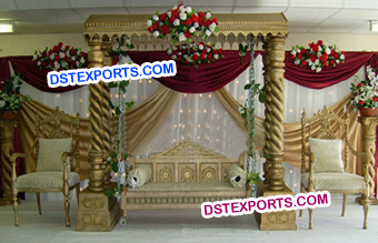 Indian Wedding Golden Carved Swing Stage