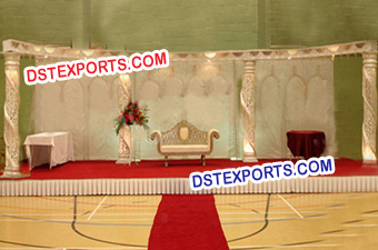 New Asian Wedding Crystal Pillar Stage Set