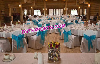 Wedding Chair Covers Set  with Blue Sashas