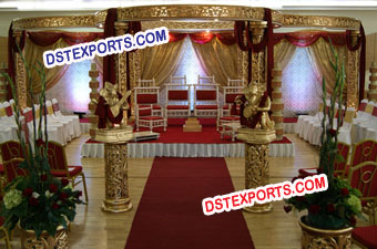 Indian Wedding Fiber Golden Mandap Sets