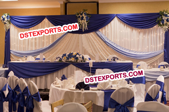 Wedding Stage White Blue Backdrop Sets