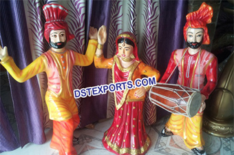 Punjabi Dancing Small Fiber Statue