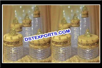 Designer Wedding Gold Crystal Cake Stands