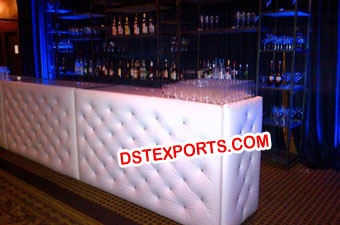 White Leather Tufted Bar Table Decoration