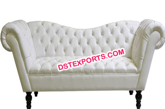 White Leather Tufted Two Seater