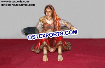 Traditional Rajasthani Lady Statue Table