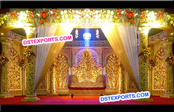Wedding Heavy Carving Flower panel Stage