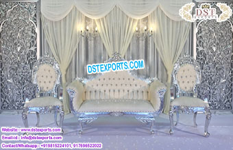 Asian Wedding Mehndi Stage Silver Sofa Set