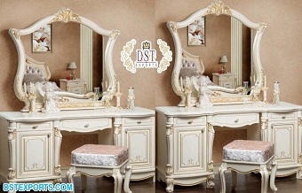 Vintage White Dressing Table With Mirror