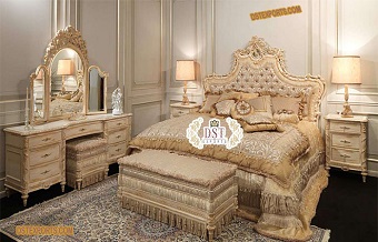 Luxurious Gold Finish Bedroom Furniture Set