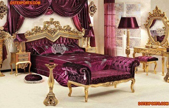 Dignified Rococo Style Carved Bedroom Furniture