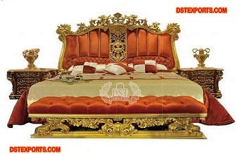 Royal Gold Polished King-Size Bed & Side Tables