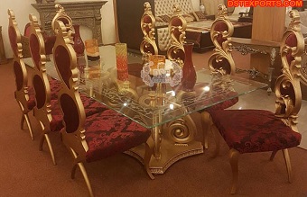 Stylish Gold Leaf Dining Table Furniture Set