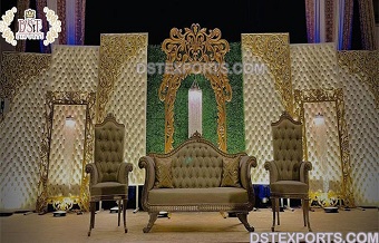 Asian Wedding Stage Leather Tufted Panels