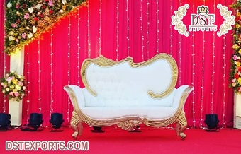 White Gold Designer Chaise For Wedding Stage